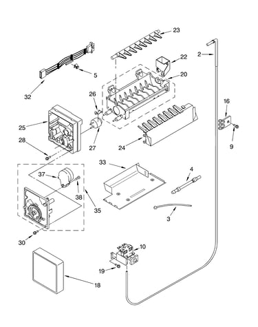 Icemaker parts, parts not illustrated