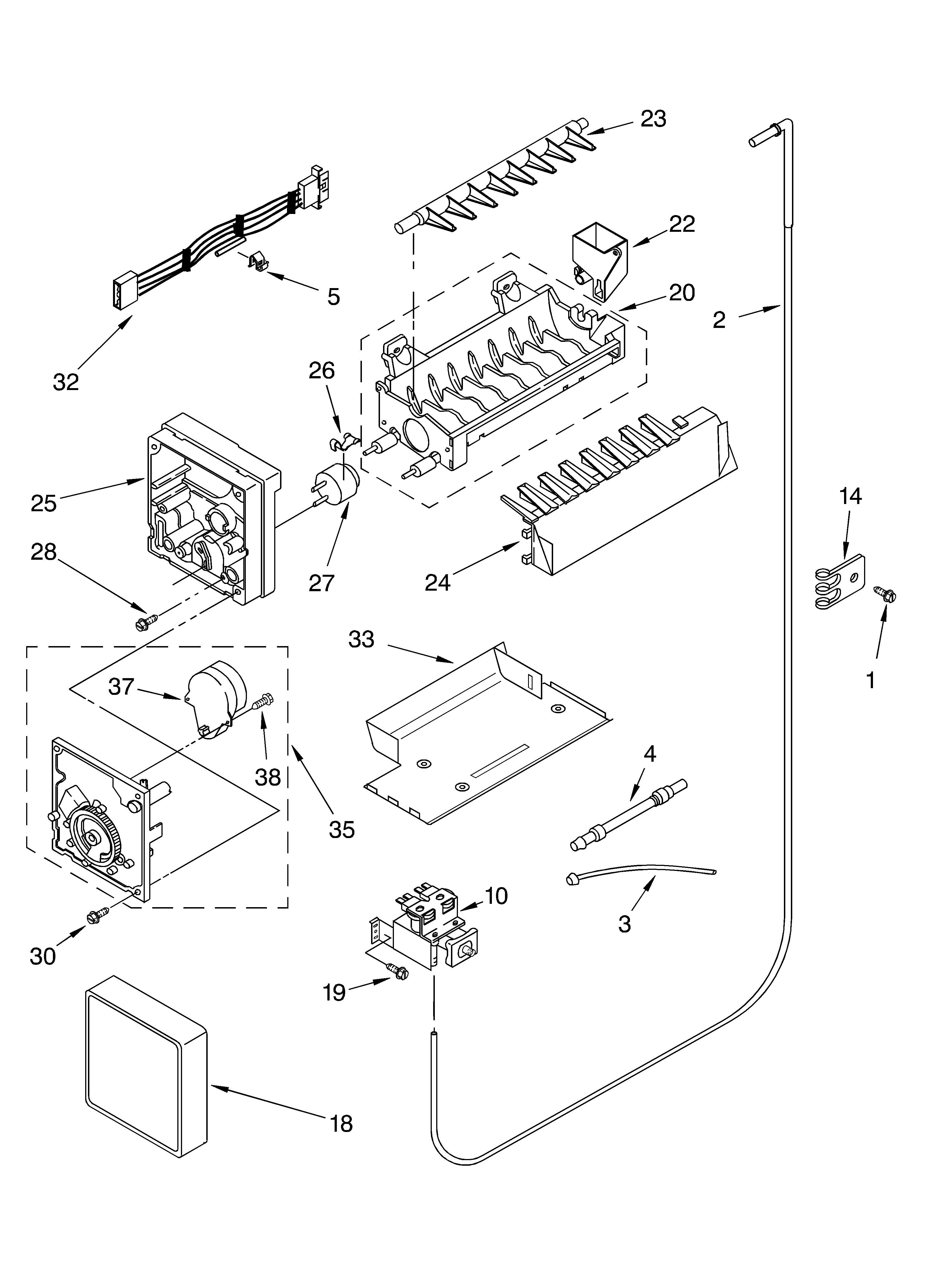 Icemaker parts, parts not illustrated