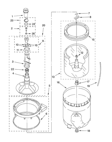 Agitator, basket and tub parts