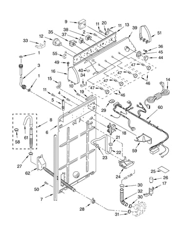 Controls and rear panel parts