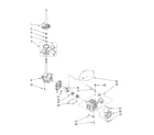 Whirlpool LSQ9600LG1 brake, clutch, gearcase, motor and pump parts diagram
