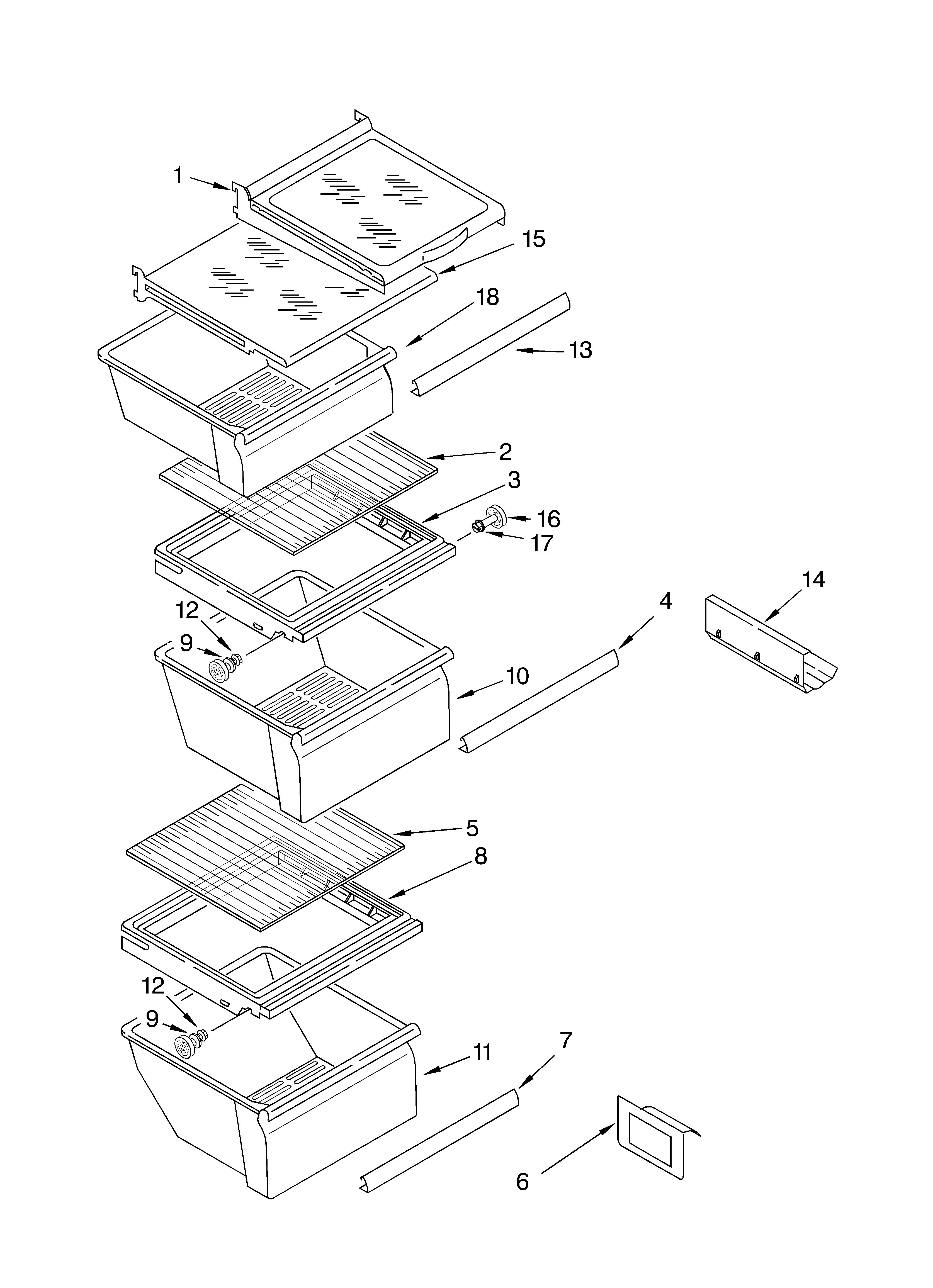 Refrigerator shelf parts