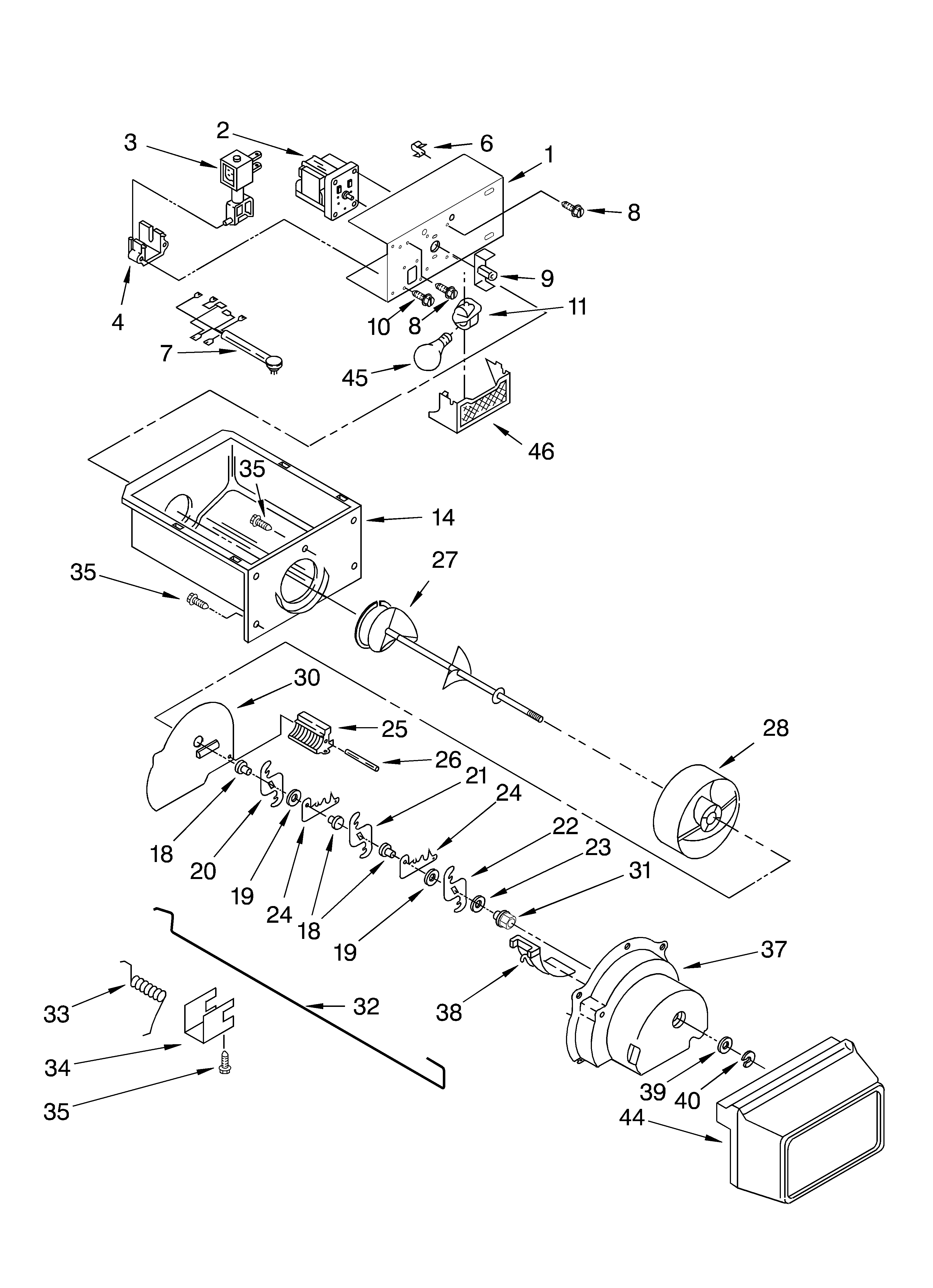 MOTOR AND ICE CONTAINER PARTS