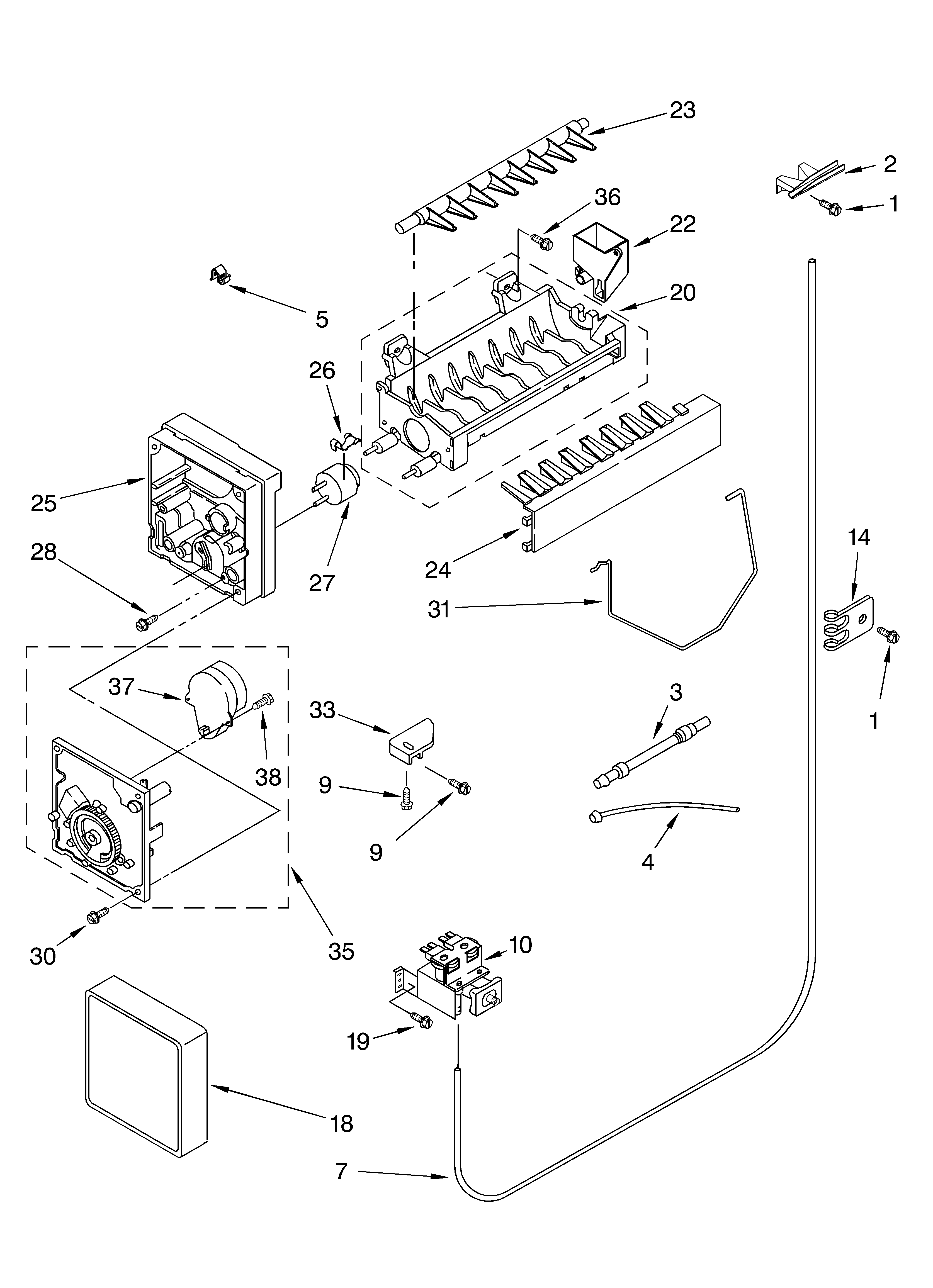 Icemaker parts, parts not illustrated