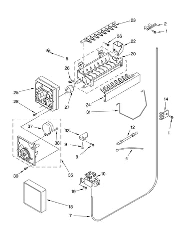 Icemaker parts, parts not illustrated