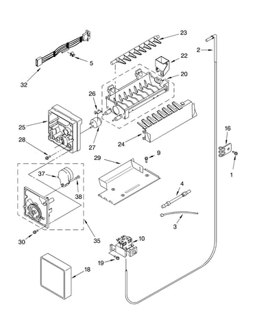 Icemaker parts, parts not illustrated