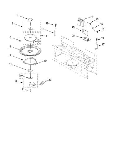 Magnetron and turntable parts