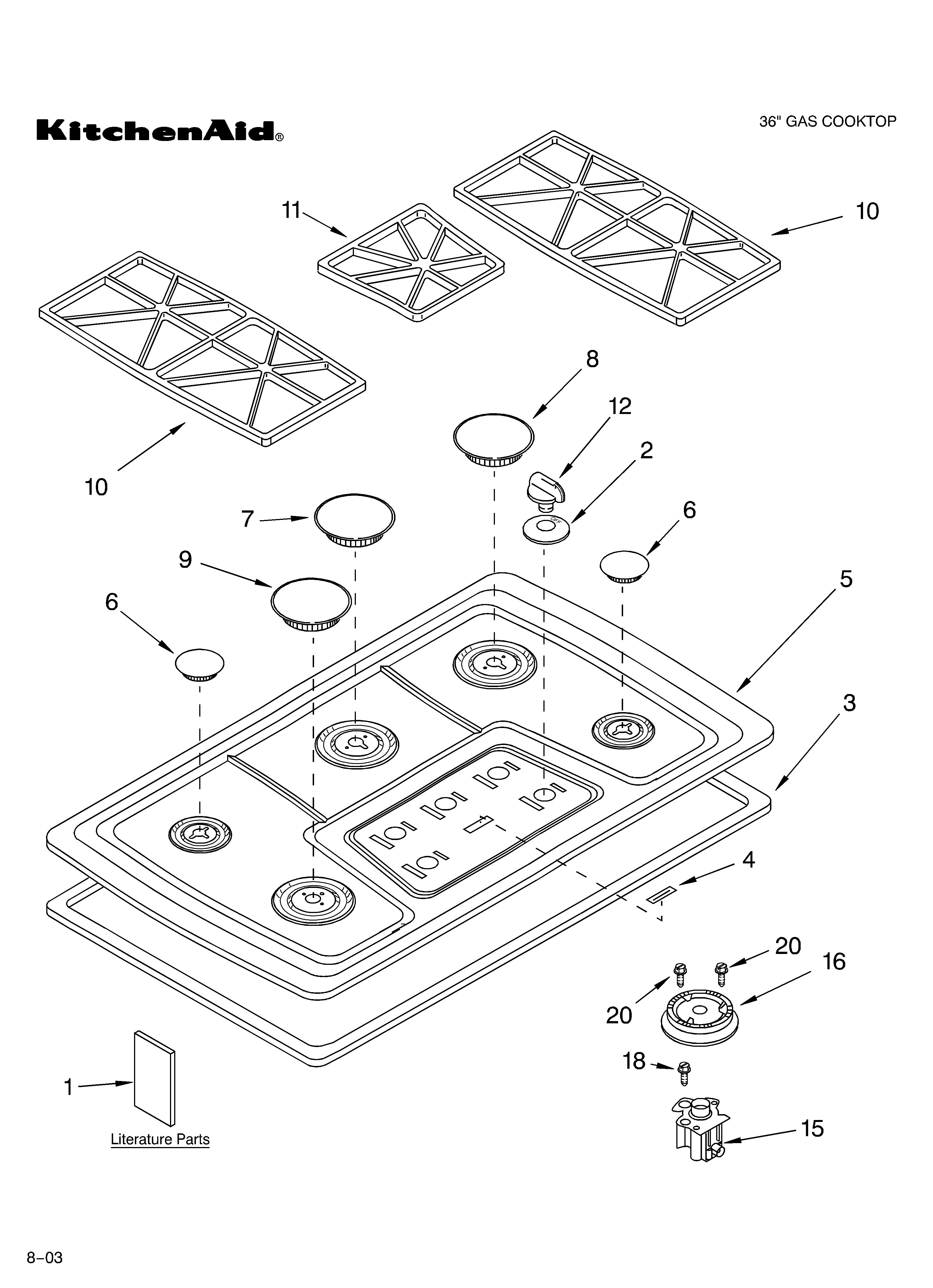 COOKTOP, BURNER AND GRATE PARTS