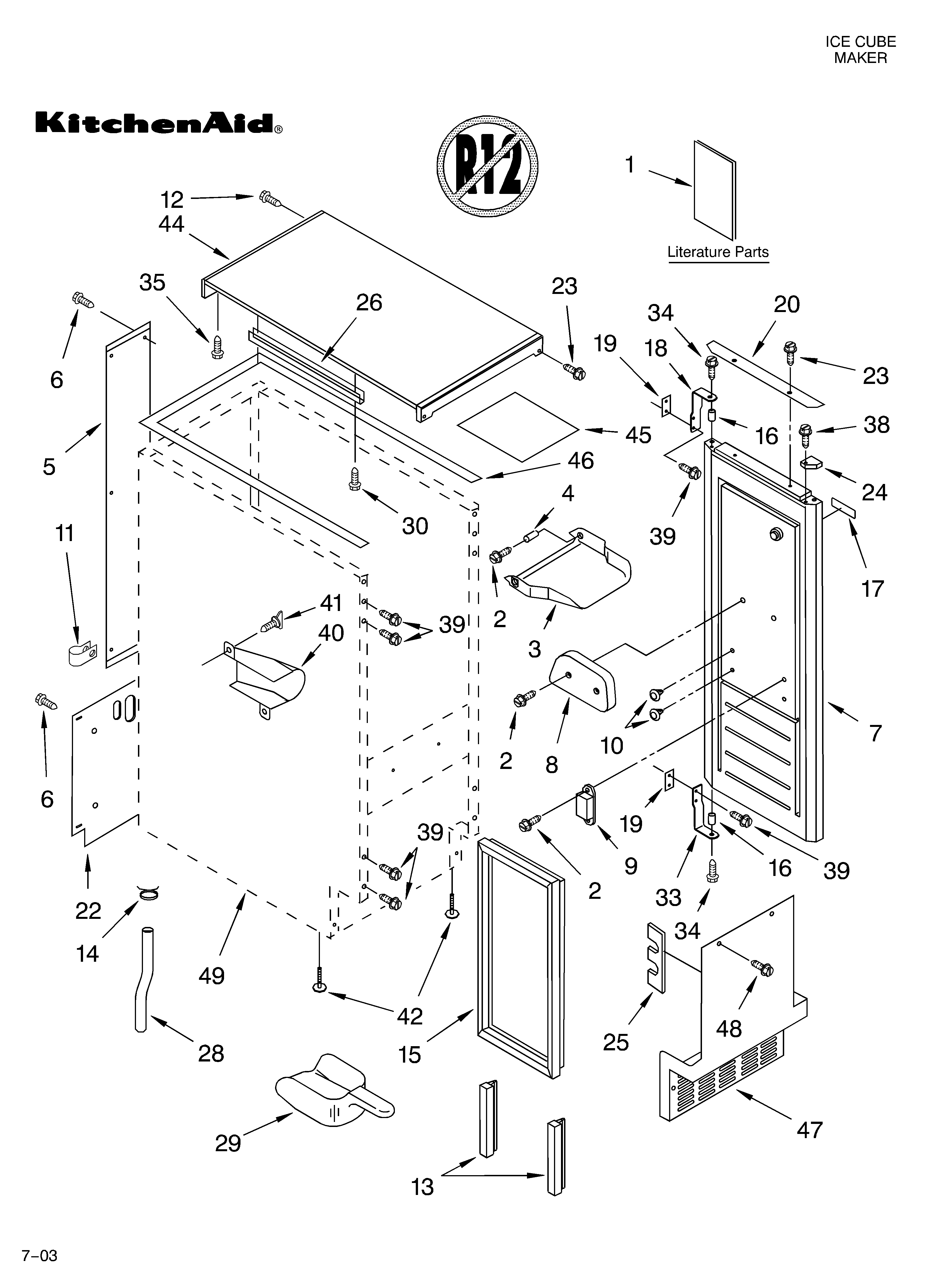 Cabinet liner and door parts