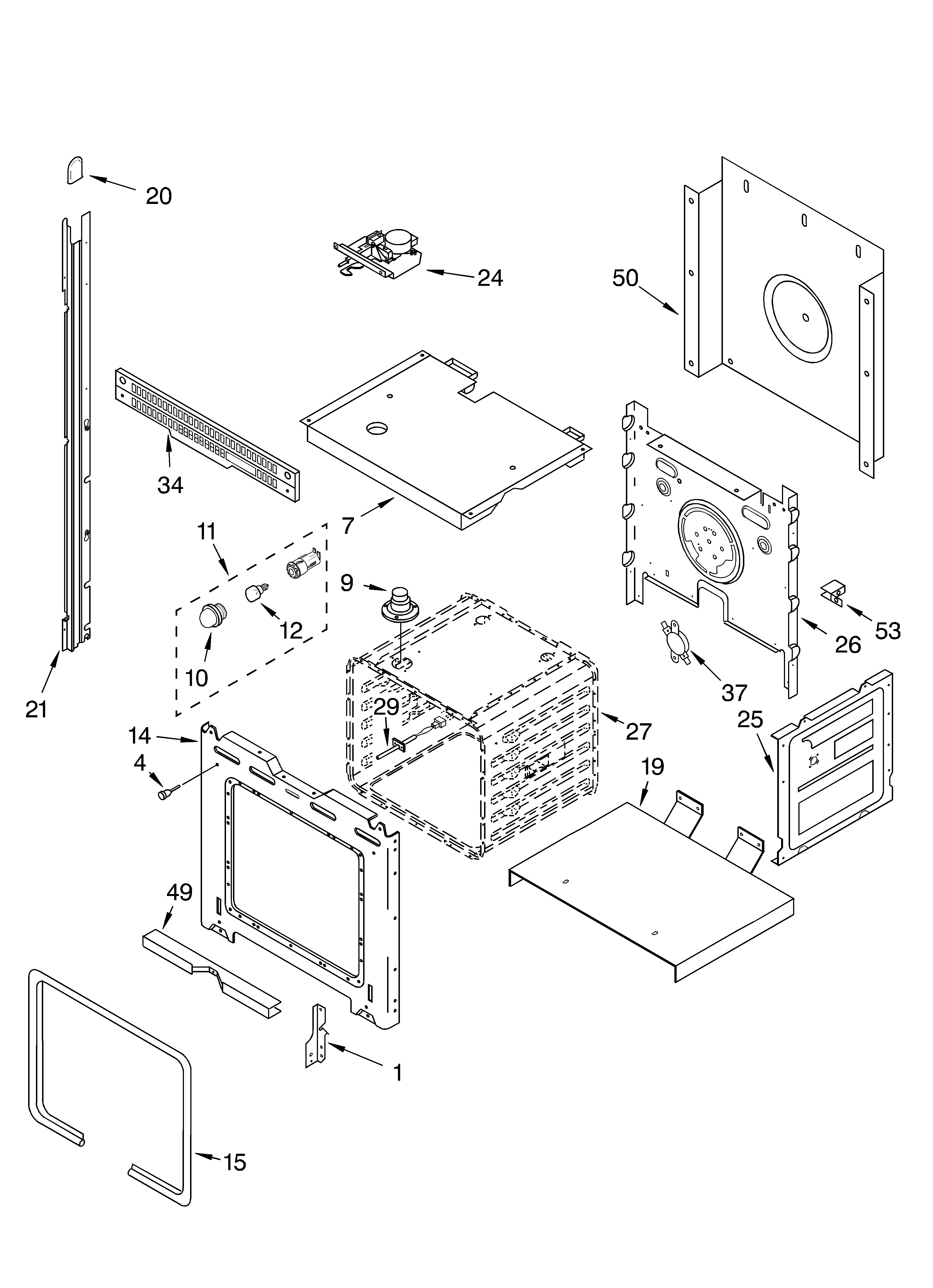 Upper oven parts
