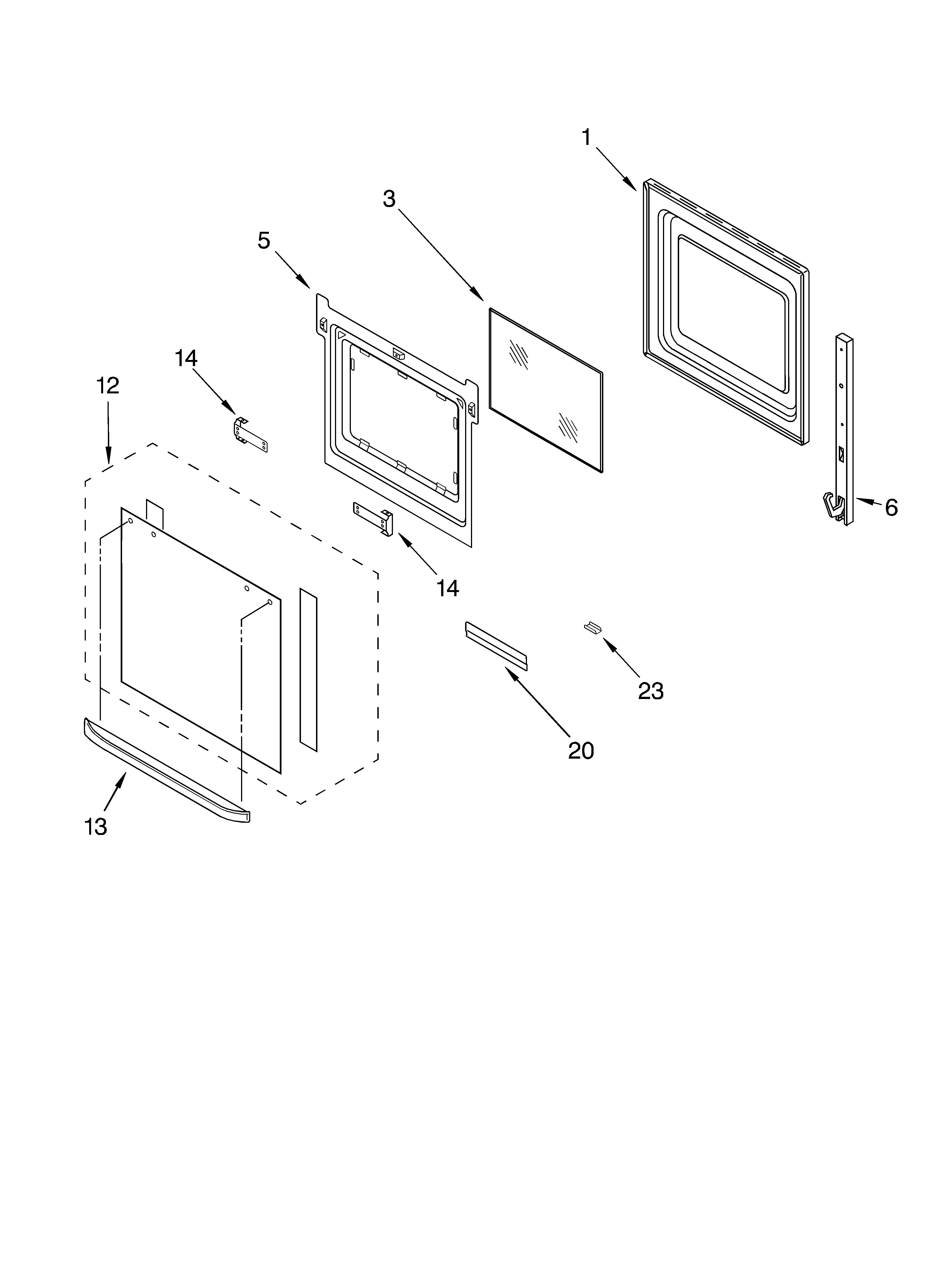 Lower oven door parts