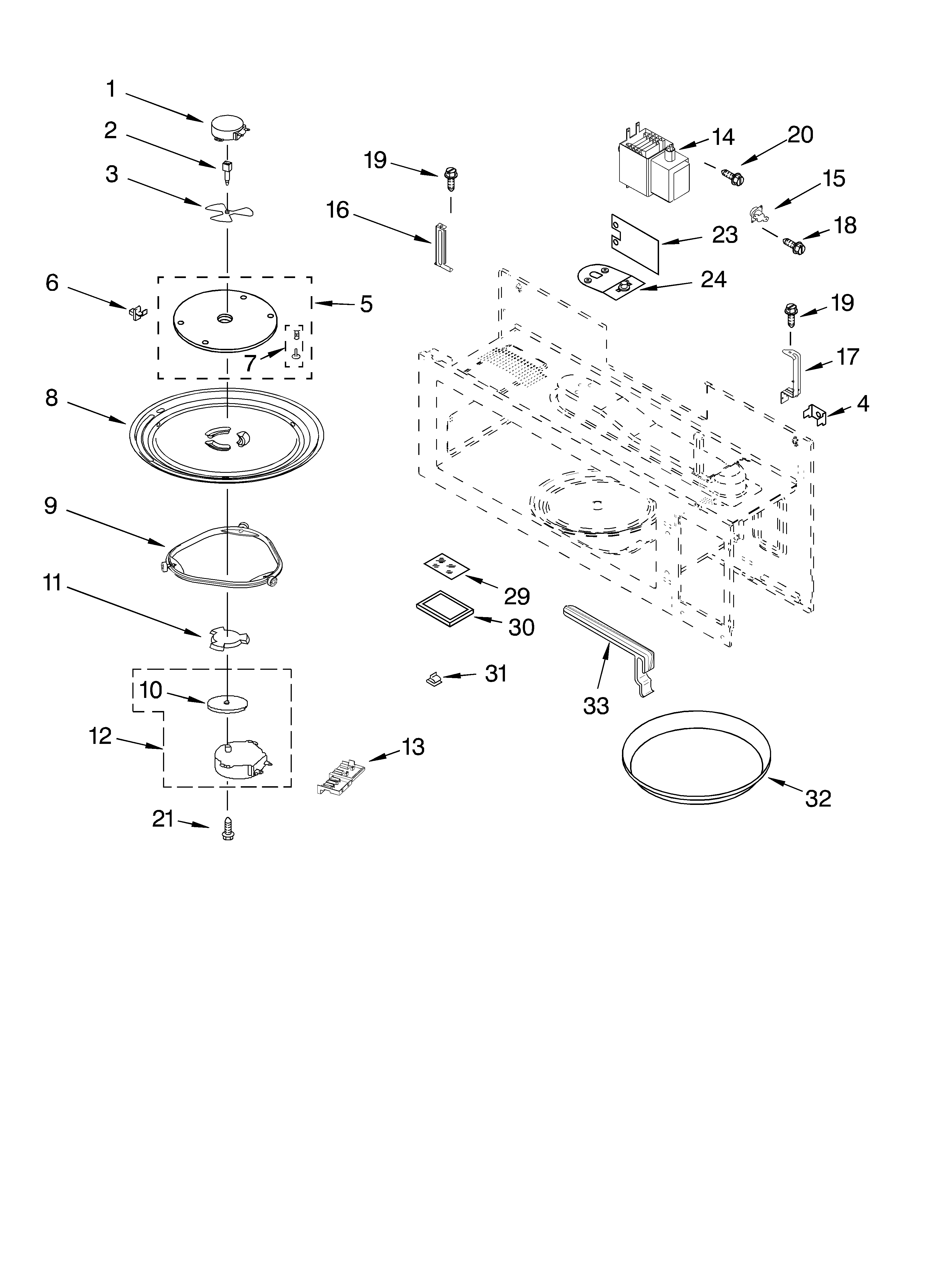 Magnetron and turntable parts