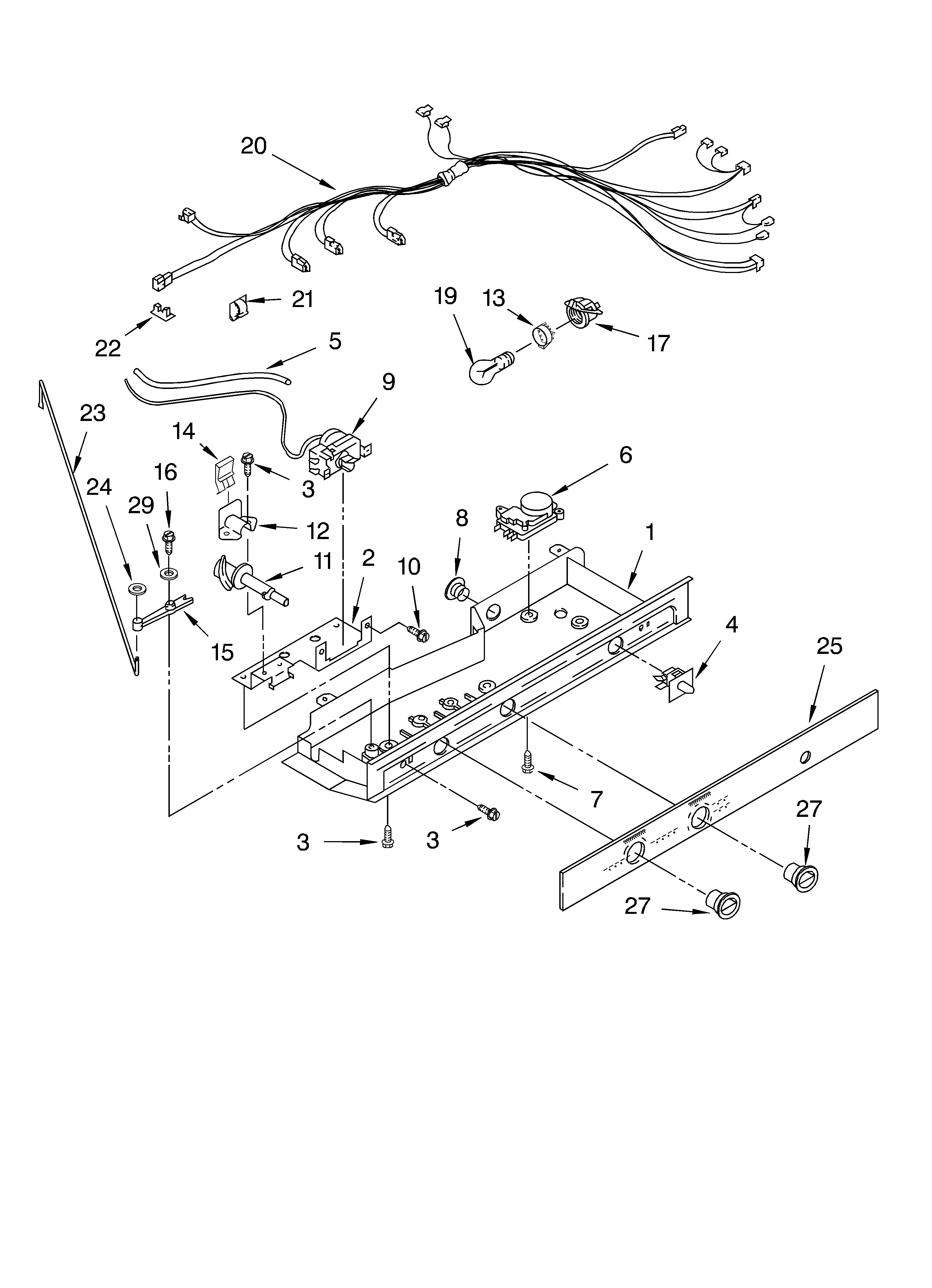 Control parts, parts not illustrated