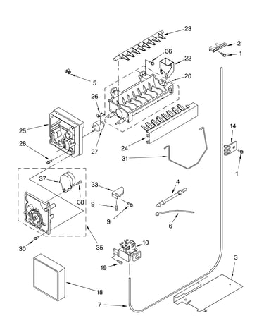 Icemaker parts, parts not illustrated