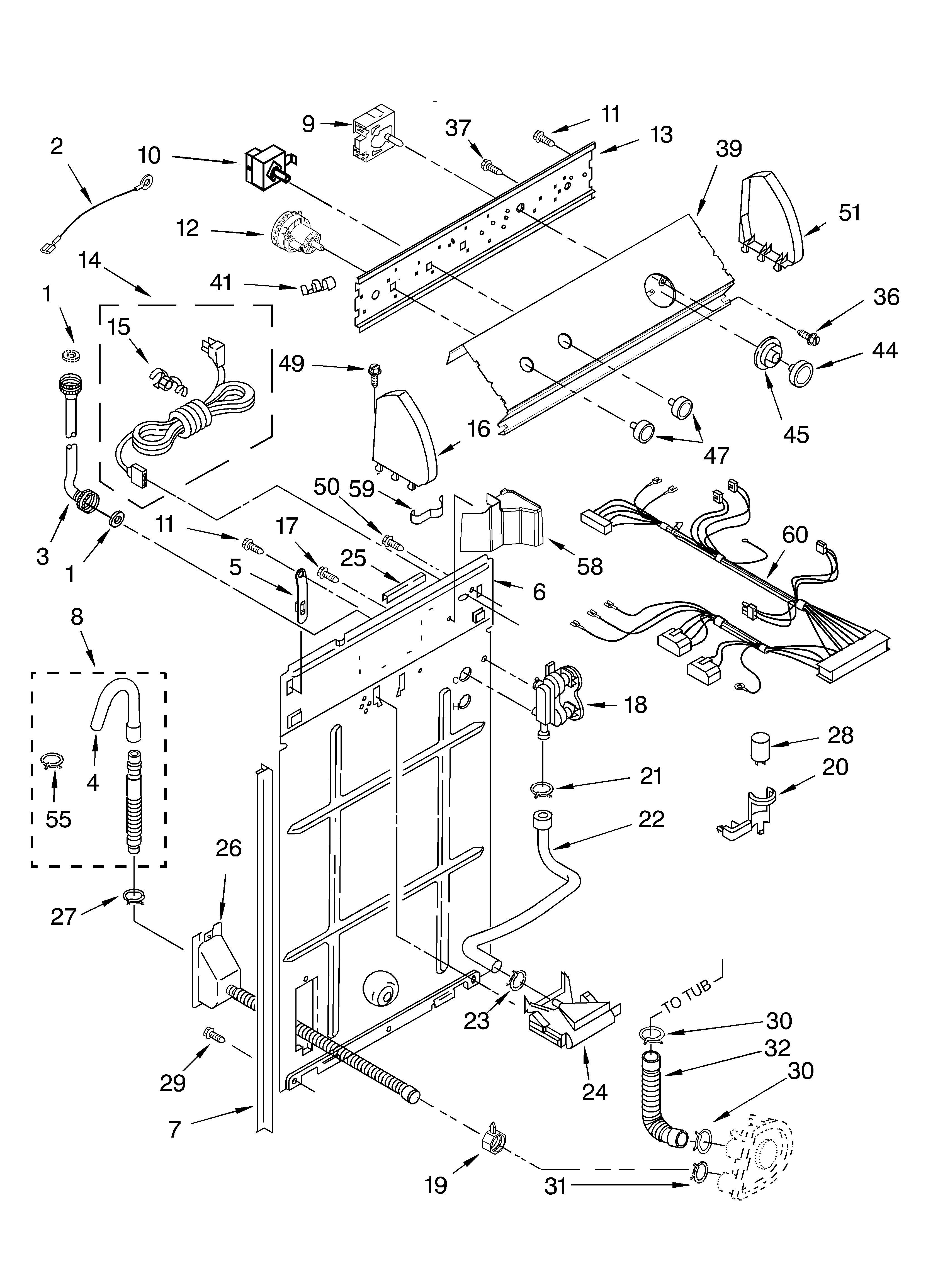 Controls and rear panel parts