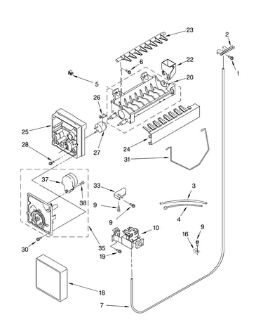 Icemaker parts, parts not illustrated