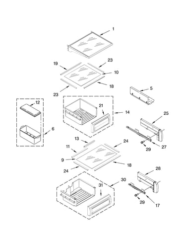 Refrigerator shelf parts