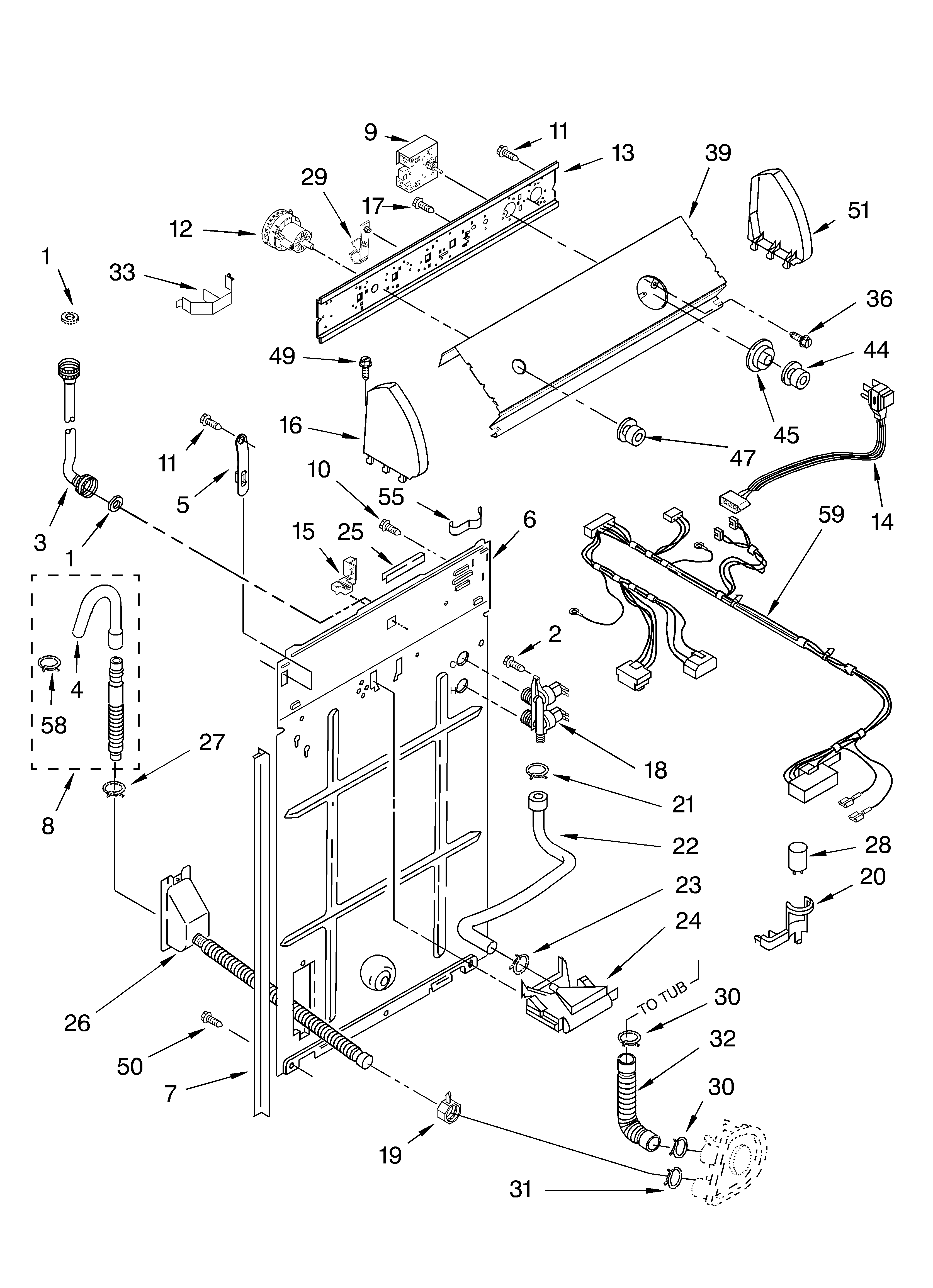 Control and rear panel parts