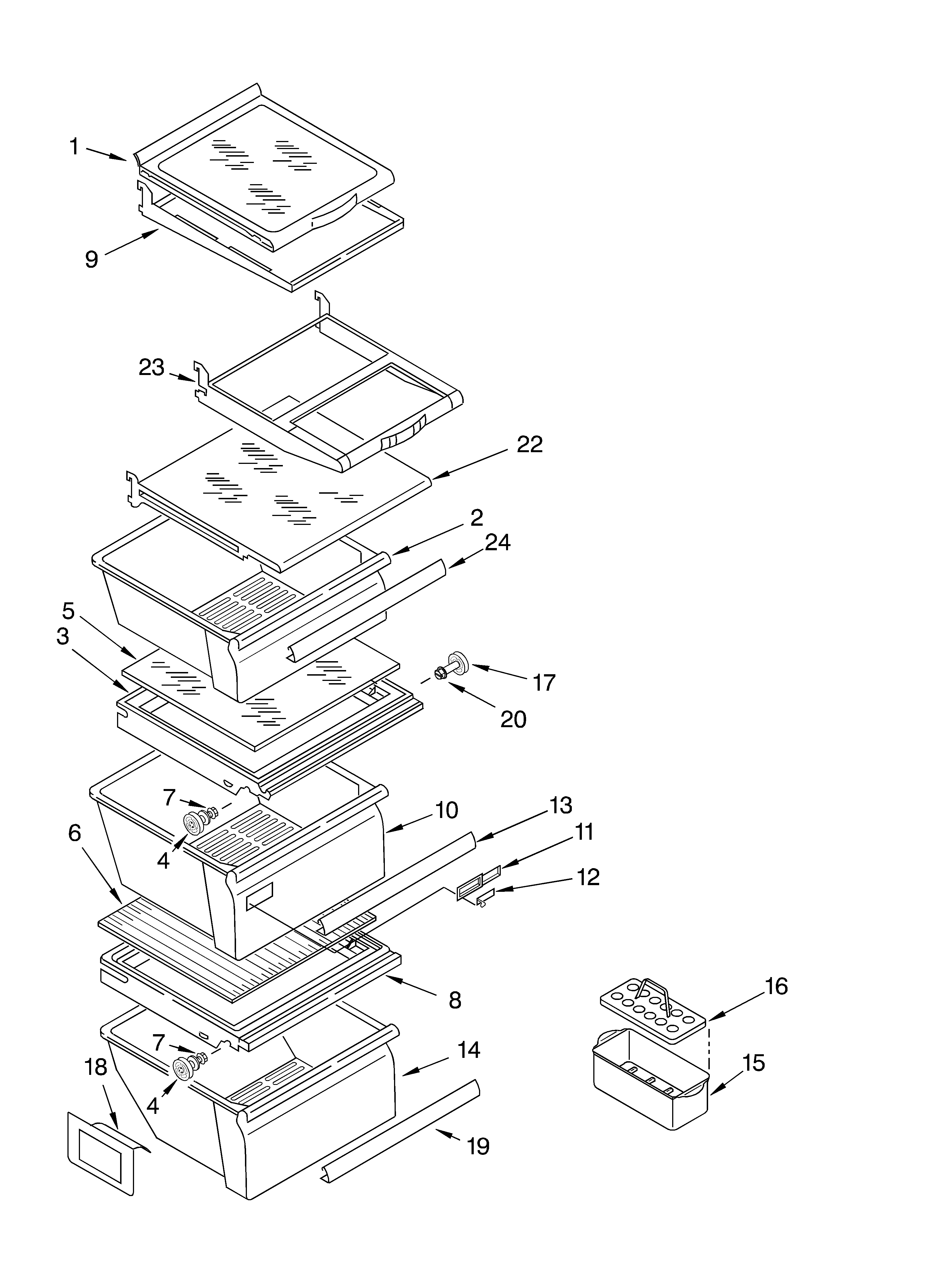 Refrigerator shelf parts