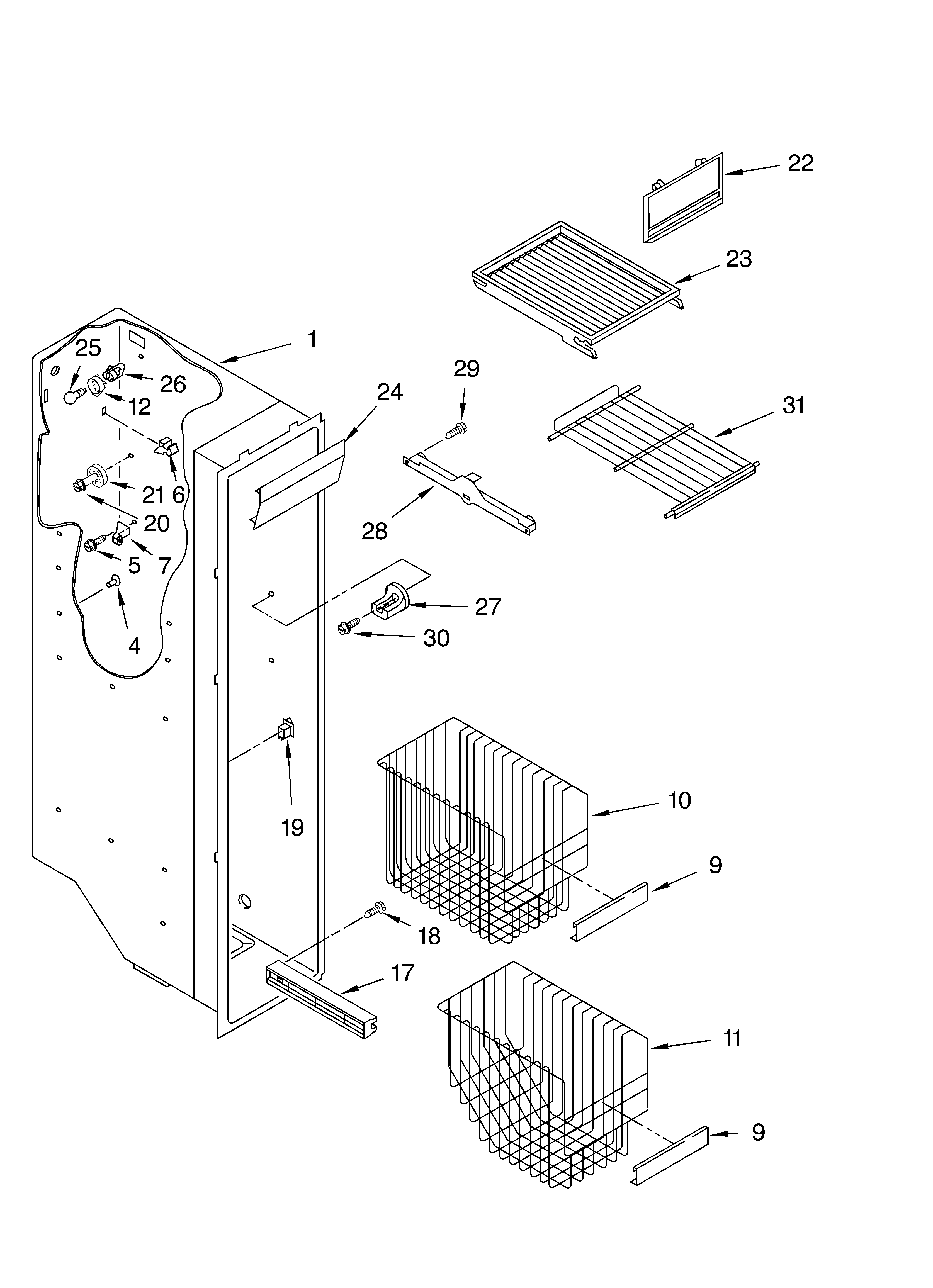 Freezer liner parts