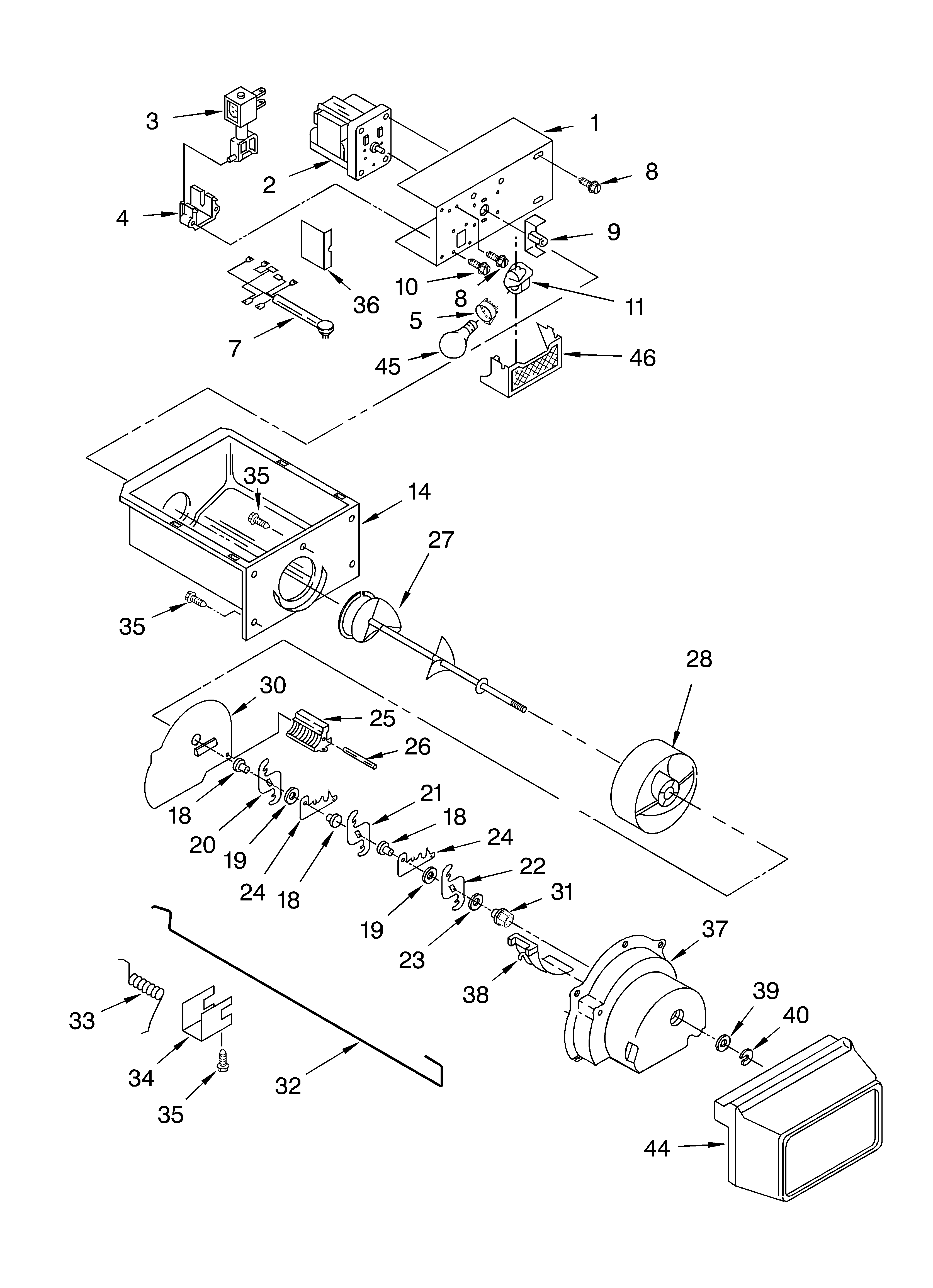 Motor and ice container parts