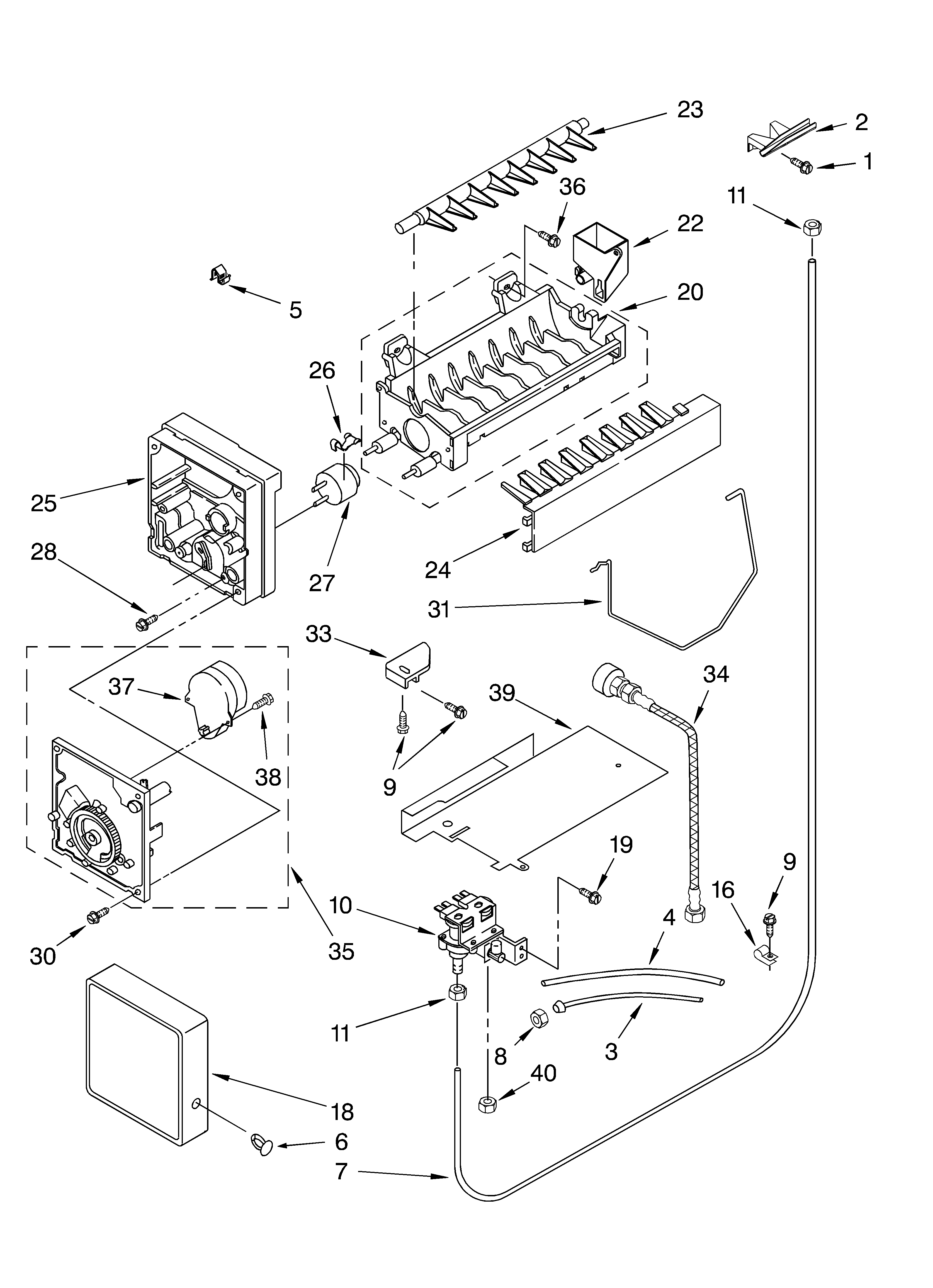 Icemaker parts - parts not illustrated