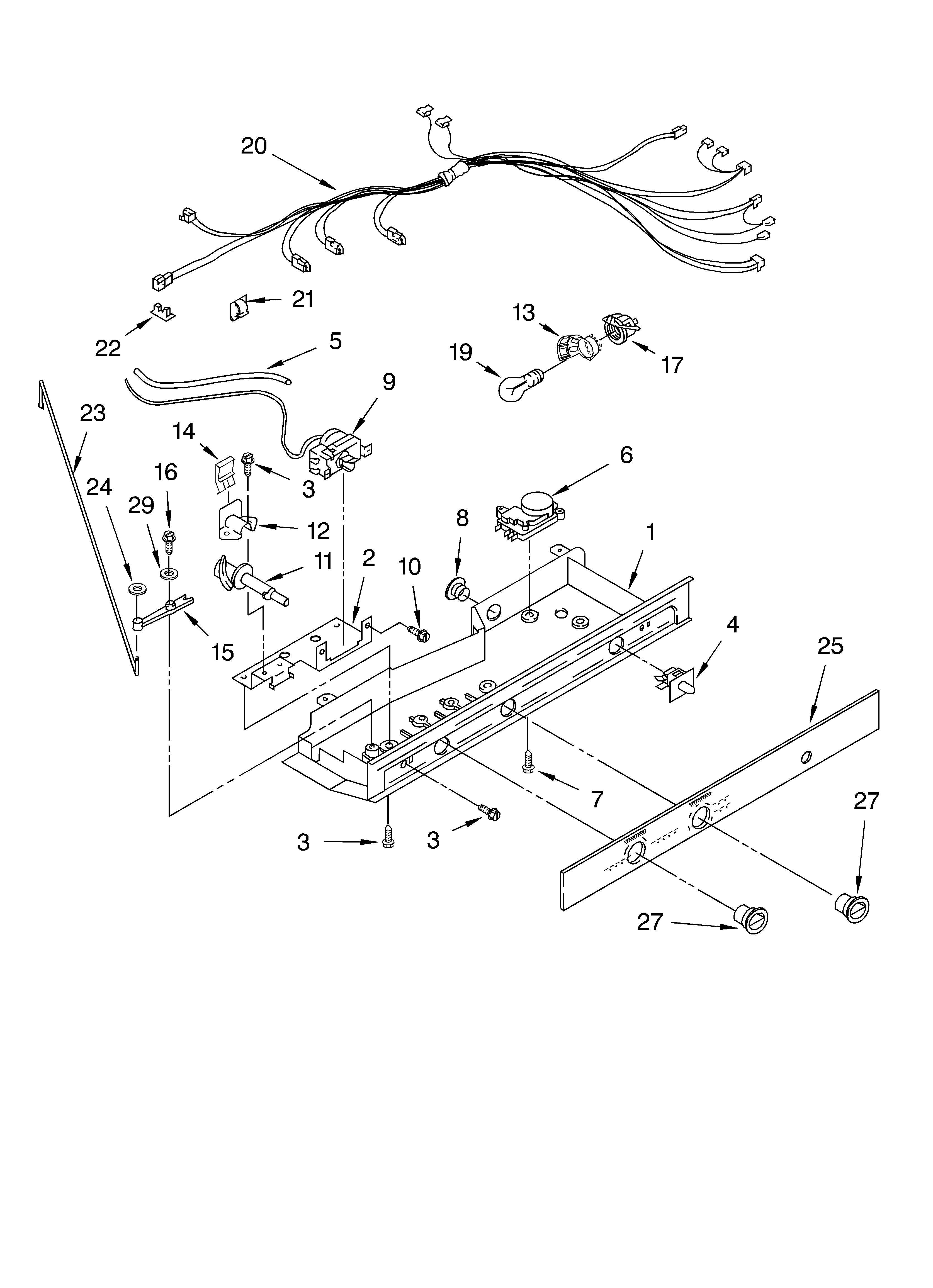 Control parts, parts not illustrated