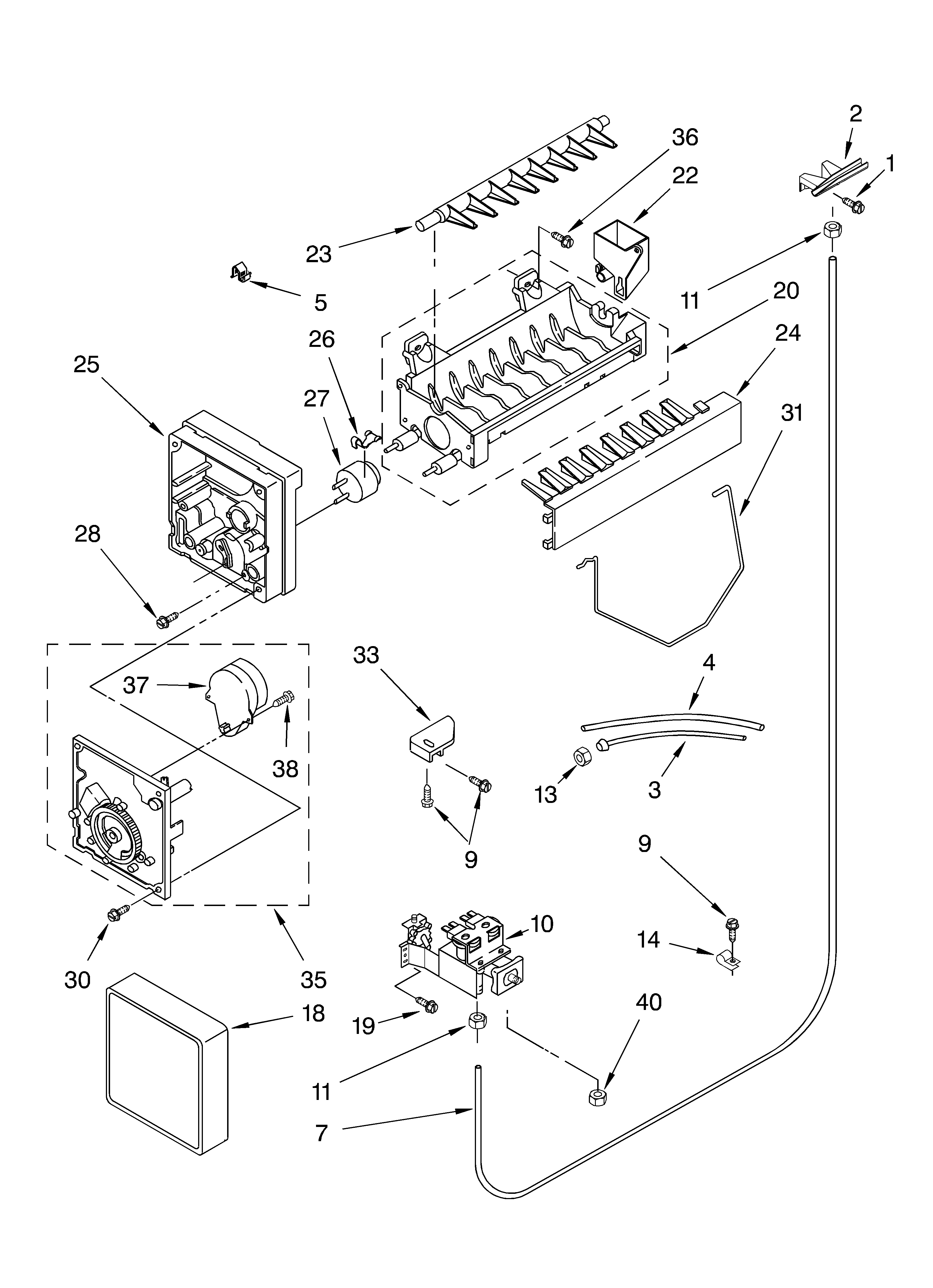 Icemaker parts, parts not illustrated