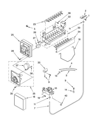 Icemaker parts, parts not illustrated