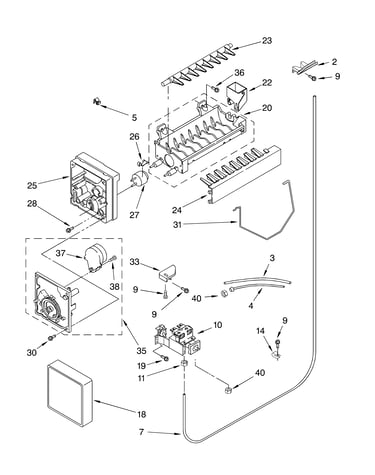 Icemaker parts - parts not illustrated
