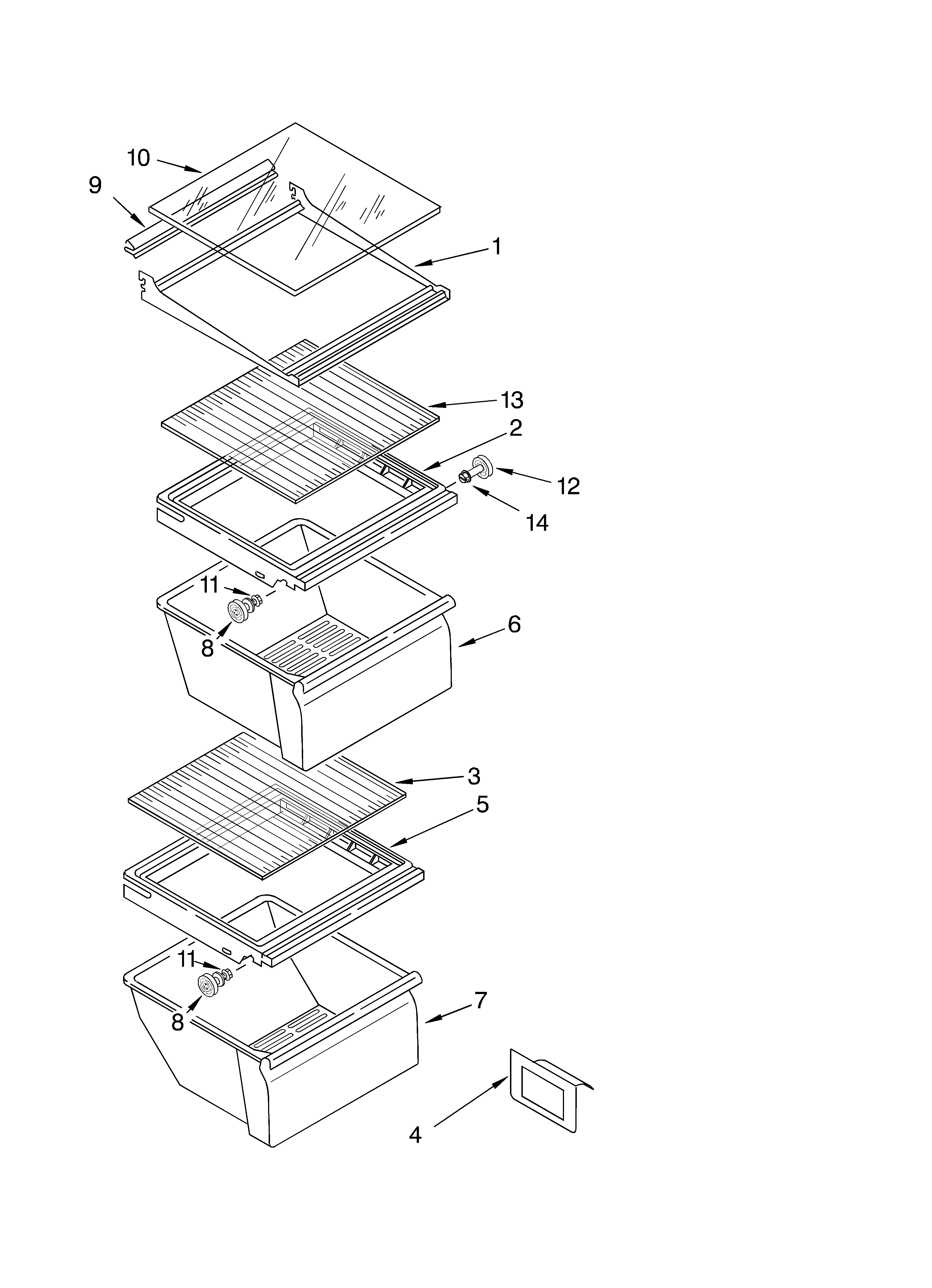 Refrigerator shelf parts