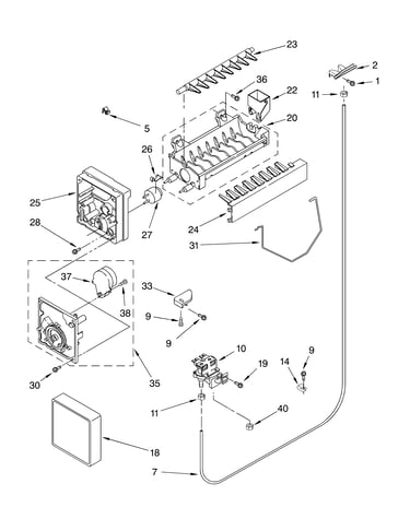 Icemaker parts, parts not illustrated