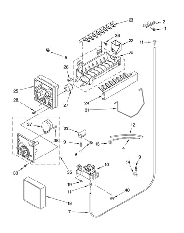 Icemaker parts, parts not illustrated