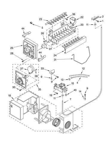 Icemaker parts, parts not illustrated