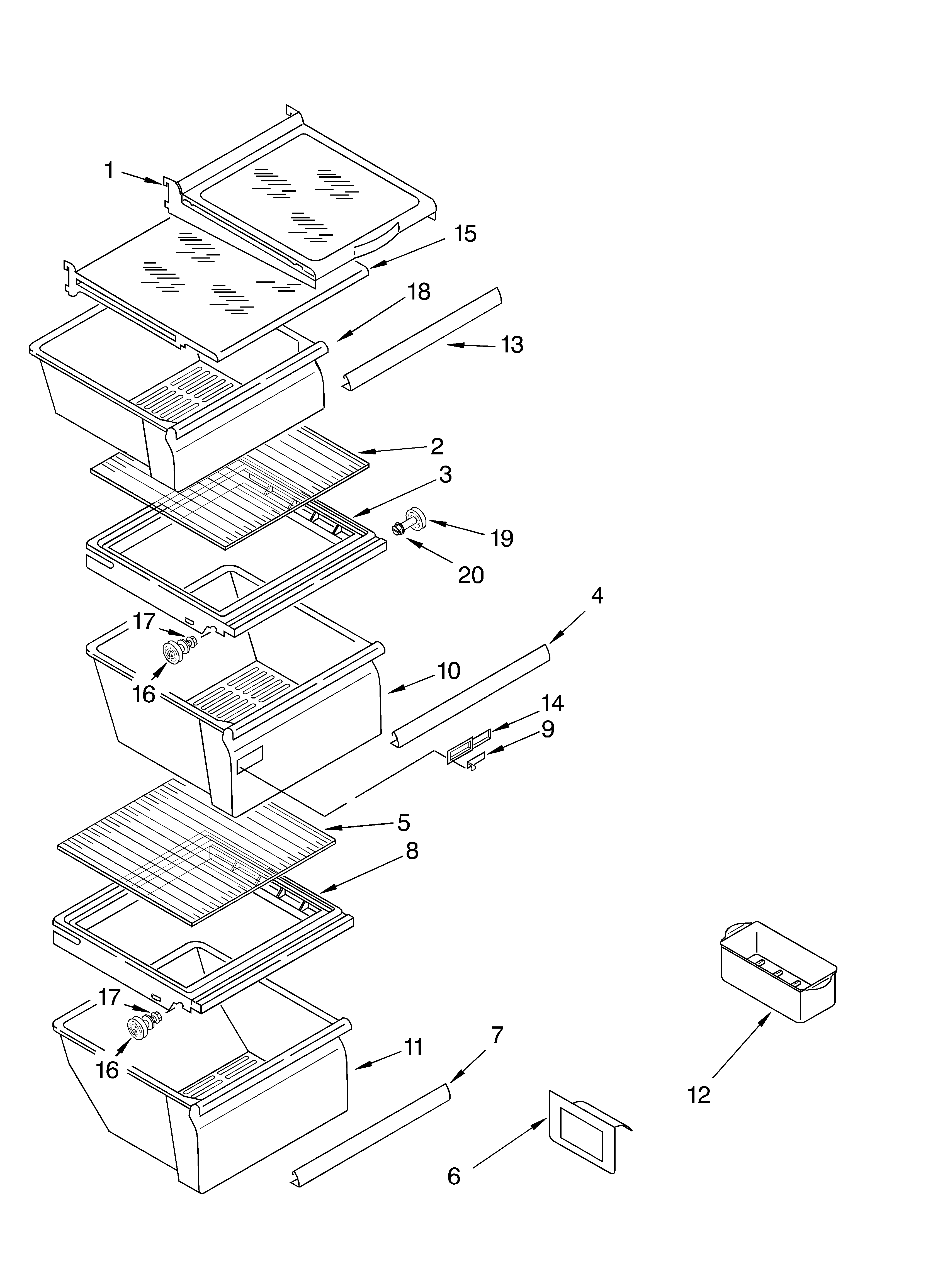 Refrigerator shelf parts