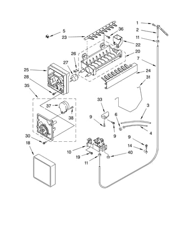 Icemaker parts, parts not illustrated