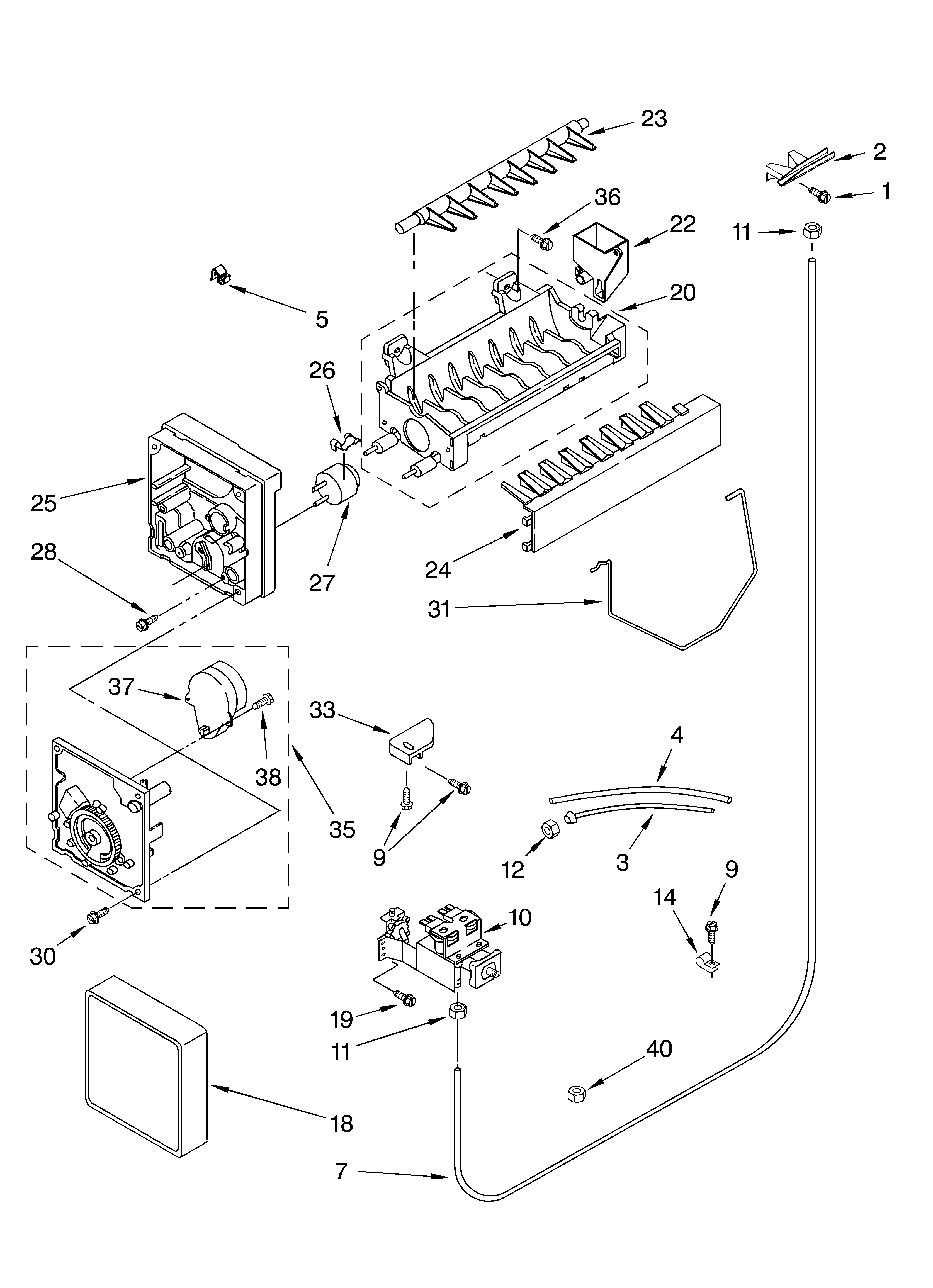 Icemaker parts, parts not illustrated