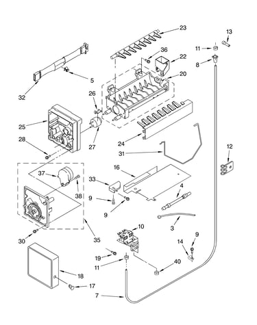 Icemaker parts, parts not illustrated
