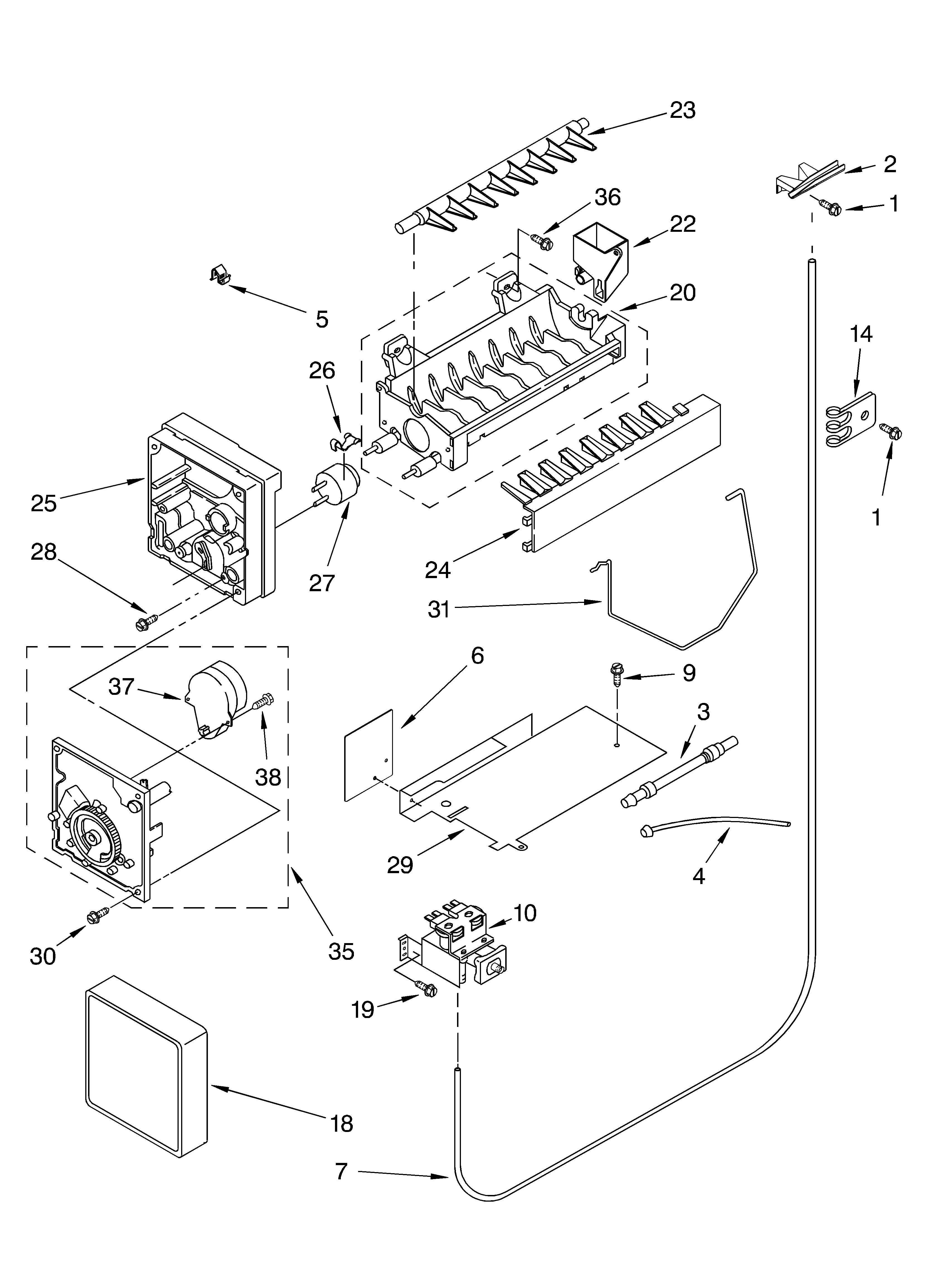 Icemaker parts, parts not illustrated