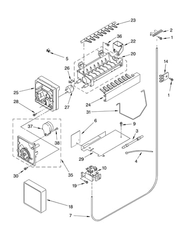 Icemaker parts, parts not illustrated