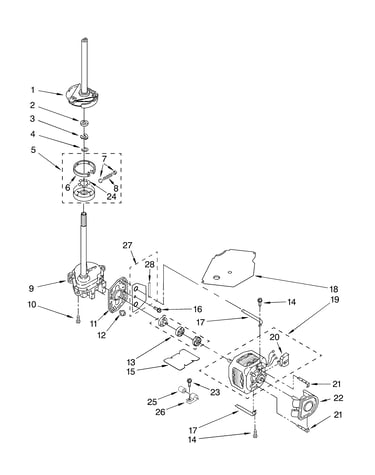 Brake, clutch, gearcase, motor and pump parts