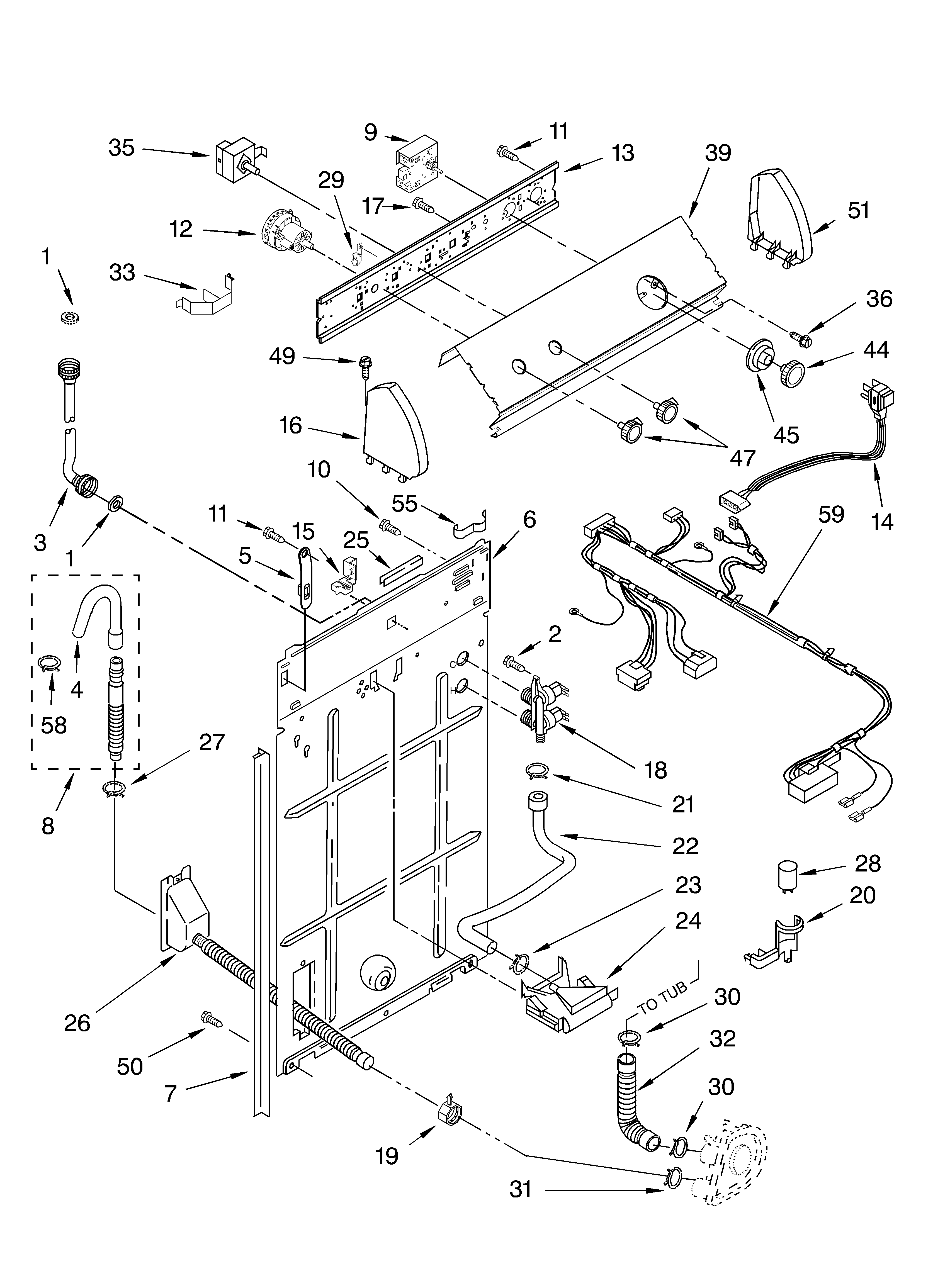 Control and rear panel parts