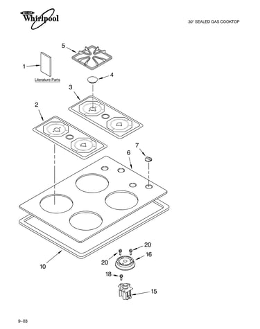 Cooktop, burner and grate parts