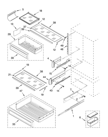 Refrigerator shelf parts