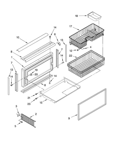 Freezer door and basket parts
