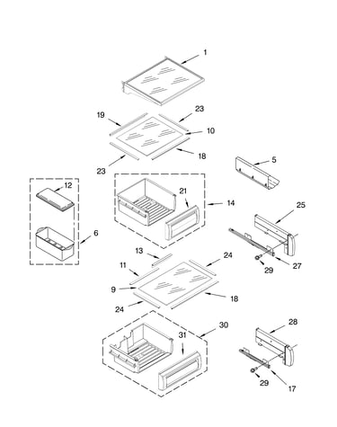 Refrigerator shelf parts