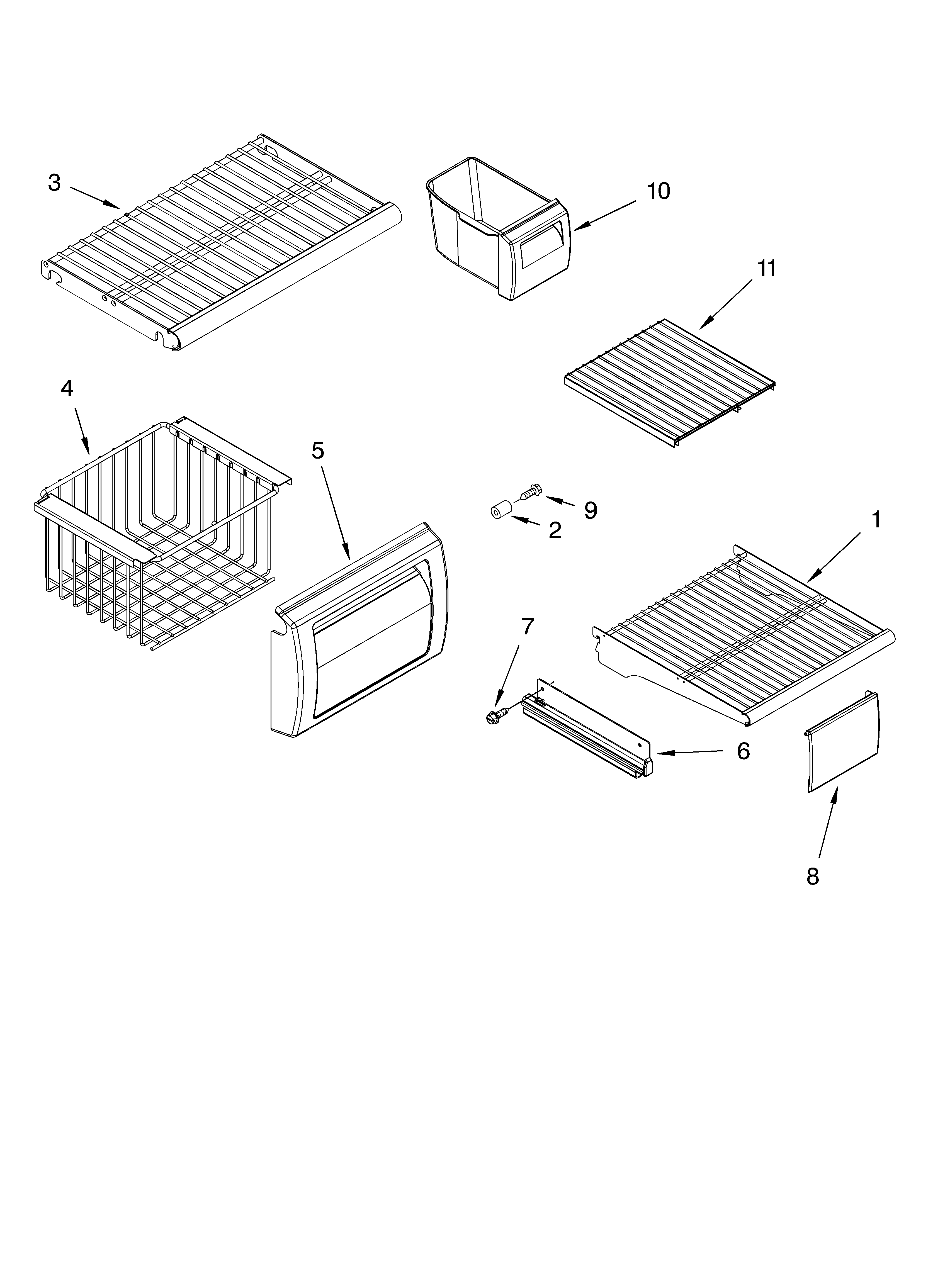 Freezer shelf parts