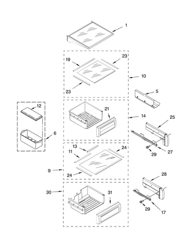 Refrigerator shelf parts