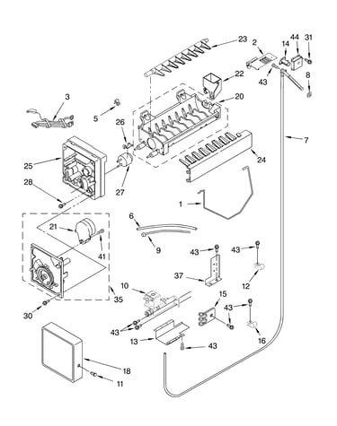 Icemaker parts parts not illustrated