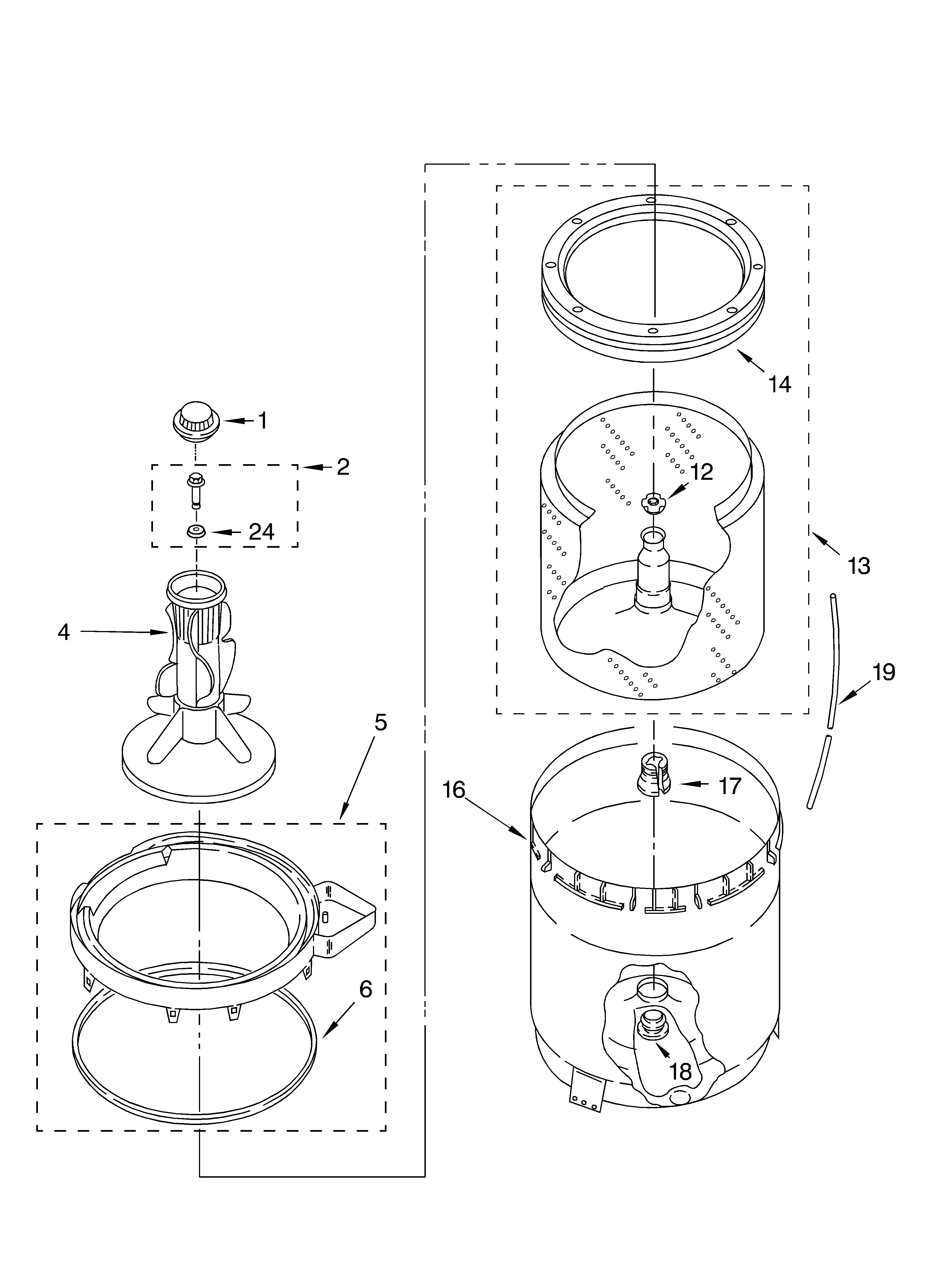 Agitator, basket and tub parts
